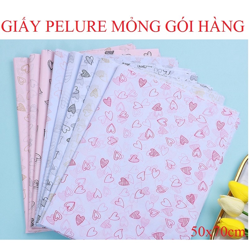 10 tờ Giấy Pelure Gói Hàng Hóa, Chống Ẩm Tốt, In Họa Tiết Trái Tim Nhiều Màu.