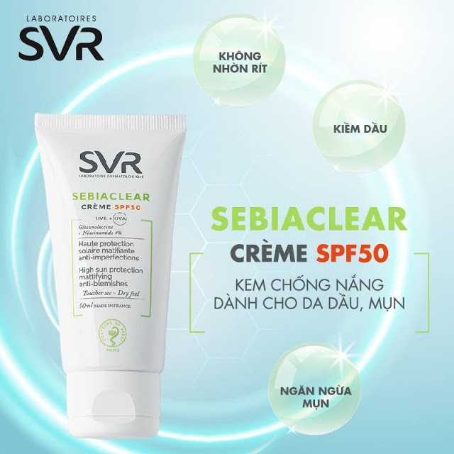 Kem Chống Nắng SVR Sebiaclear Creme Dành Cho Da Dầu Mụn SPF50 50ml