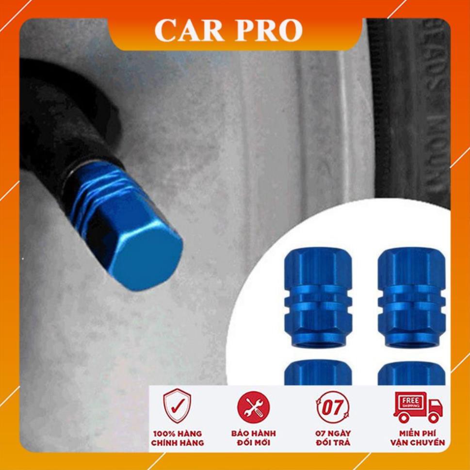 Bộ 04 ốc - nắp chụp trang trí đầu van, vòi bơm hơi bánh xe, lốp xe ô tô, xe máy, xe hơi, xe máy