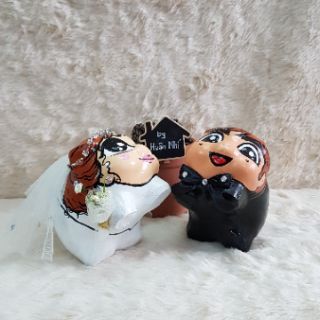 Heo đất handmade - combo cô dâu & chú rể
