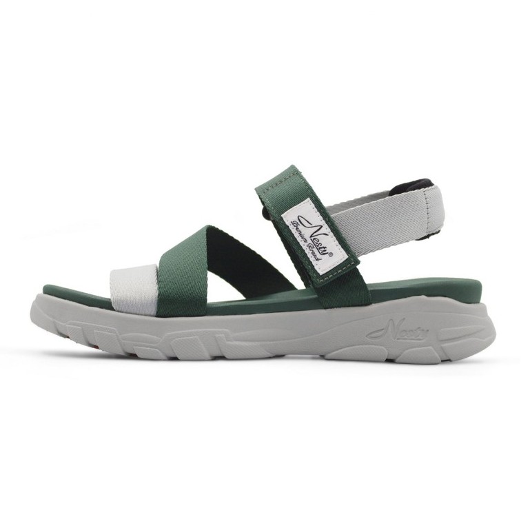 Giày sandal quai chéo nữ, xăng đan cực êm NESTY SB1211 xanh rêu phối màu