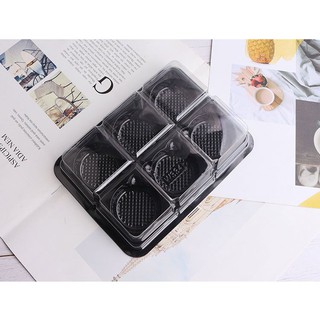 Set 100 hộp nhựa 6 ngăn tròn đựng bánh