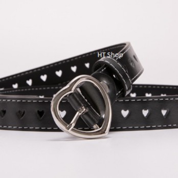 Thắt lưng nữ 2,5cm - Tim lỗ đen/ trắng