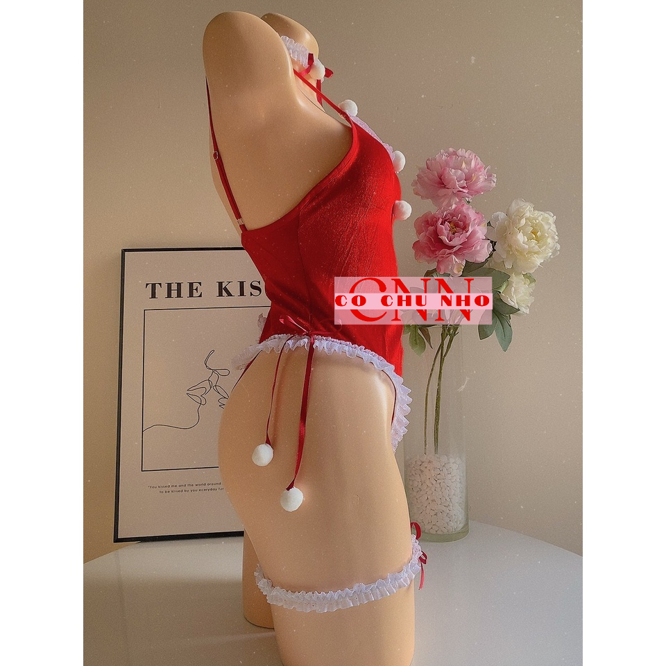 LL893 - Bodysuit noel nhung mềm co giãn -  Bodysuit sexy Cut Out | Cosplay Sexy - cochunhoquan11