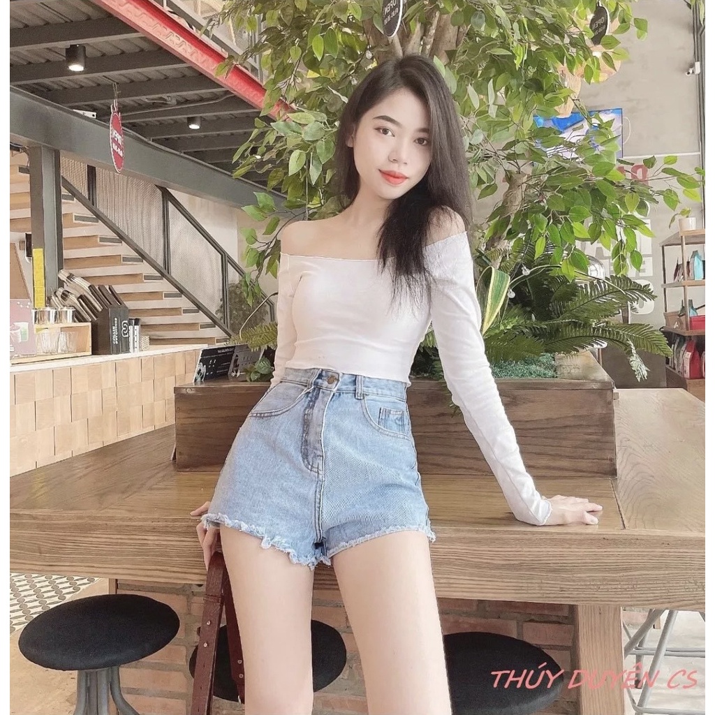 Quần short jean BigSize lưng cao trên rốn, co dãn mạnh, tua lai, màu Xanh rách bụi dành cho người mập 4342 MLJ 60kg-90kg