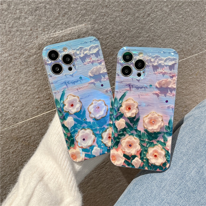 Ốp Điện Thoại Silicone IMD In Hình Hoa Trà Cho iPhone 7 8 Plus 14 13 X XS XR 12 11 Pro Max