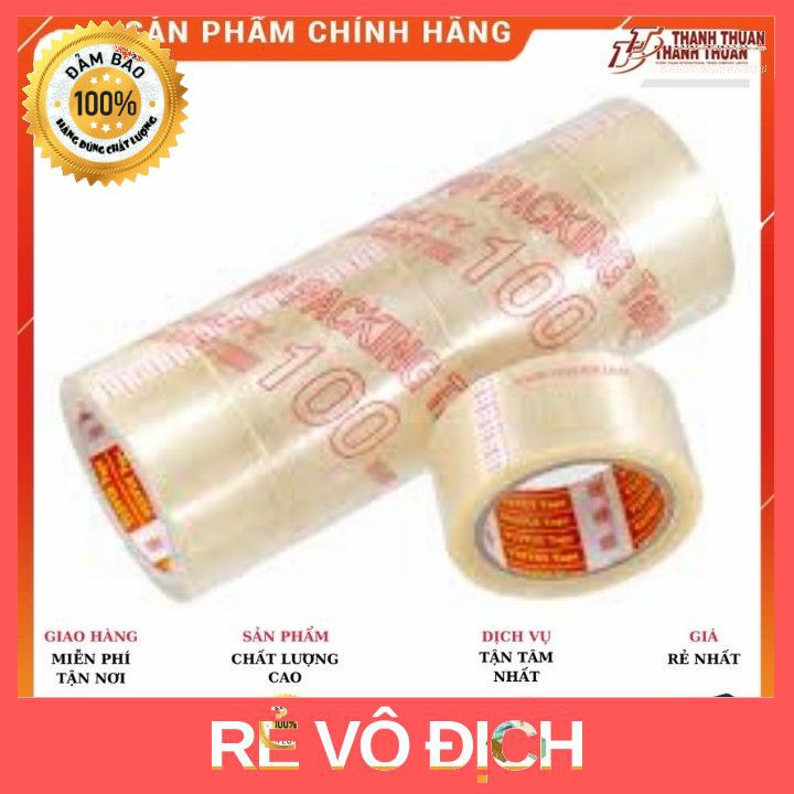 1 cây Băng keo trong 100y ( 6 cuộn) 1 kg siêu dính để dán giấy, thùng carton