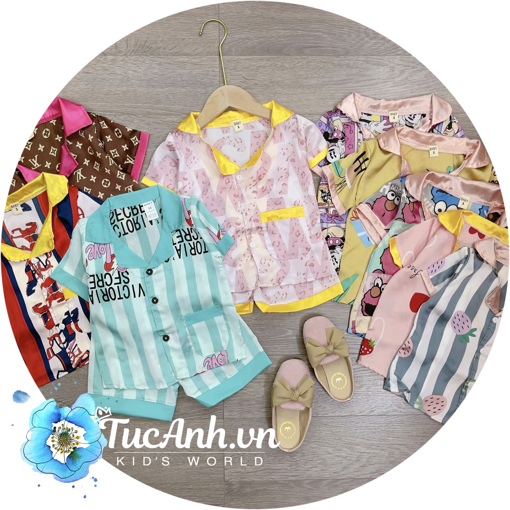 Bộ Pijama Cho Bé Gái Size 7-17KG, Bộ Ngủ Lụa In Hình 2D - TucAnh