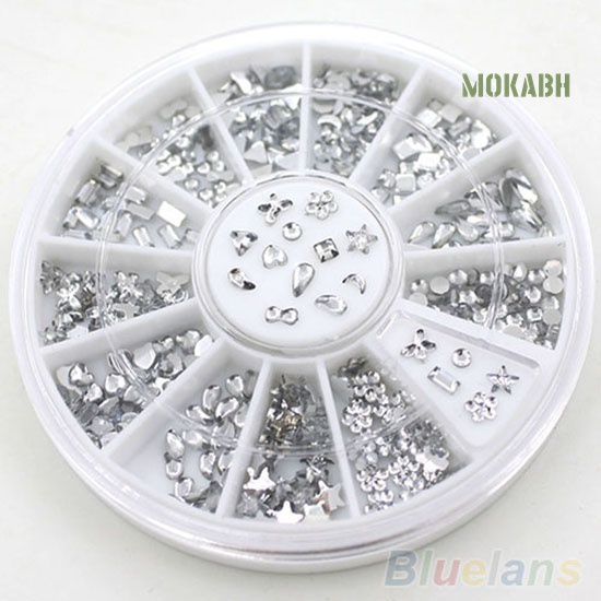 Hộp Phụ Kiện Trang Trí Móng Tay Họa Tiết Hoa / Ngôi Sao / Trái Tim Lấp Lánh