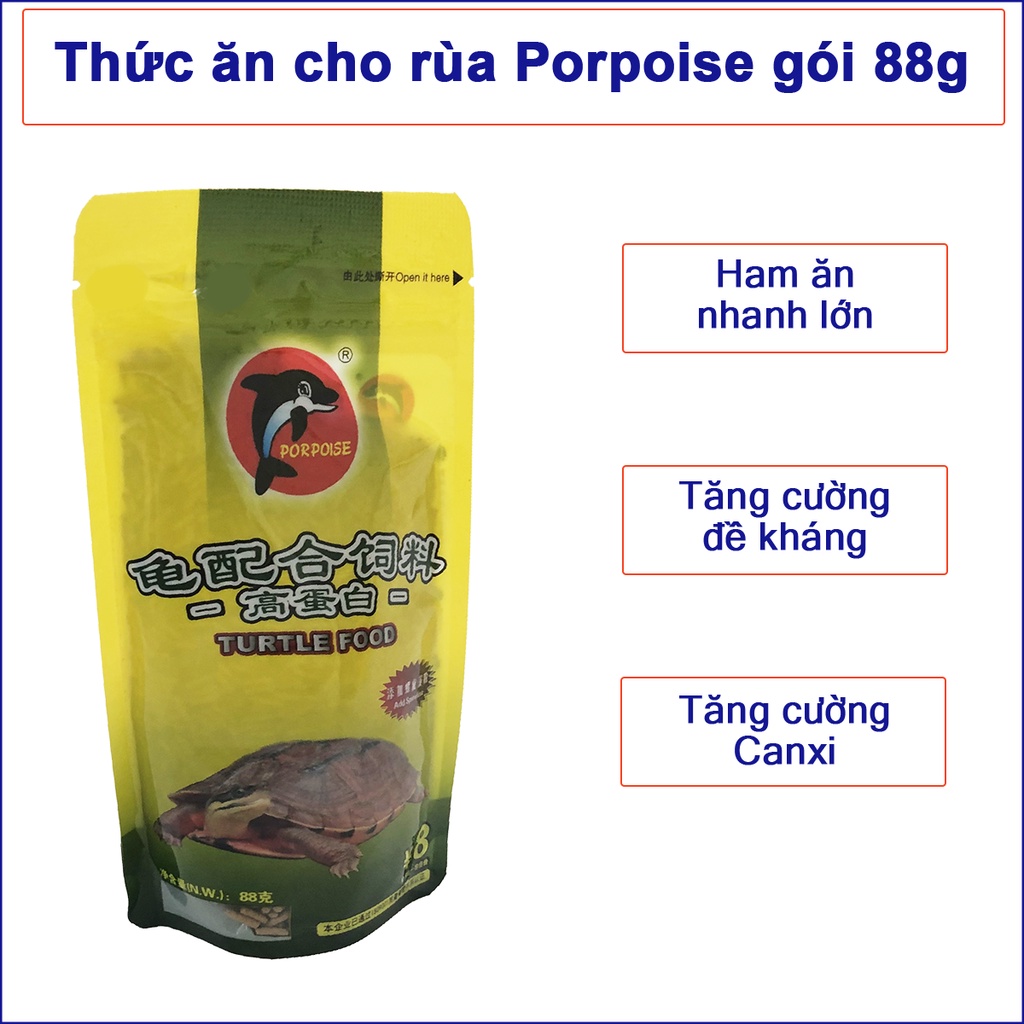 Thức ăn chuyên dụng cho rùa cảnh nhãn hiệu Porpoise gói 88g (giúp rùa ham ăn, nhanh lớn, tăng sức đề kháng)