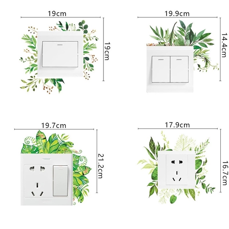 Miếng Dán Tường Trang Trí Hình Lá Xanh Bằng PVC DIY
