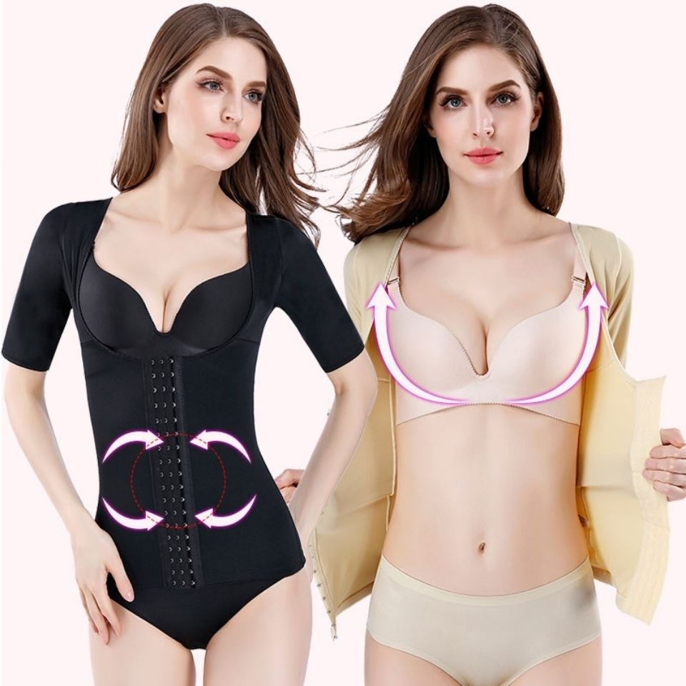 Áo vest tay ngắn tingmei ruoya | Eo và cánh tay định hình hàng đầu | Bụng và bụng co lại bodysuit