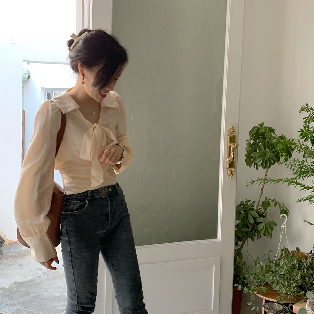 Áo sơ mi kiểu Nữ nơ cổ tiểu thư bánh bèo nữ bigsize form rộng đẹp công sở tay dài TK4t404