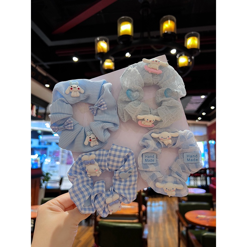 Dây Cột Tóc Hình Thỏ Họa Tiết Sọc Caro Ngọt Ngào Cho Bé Gái