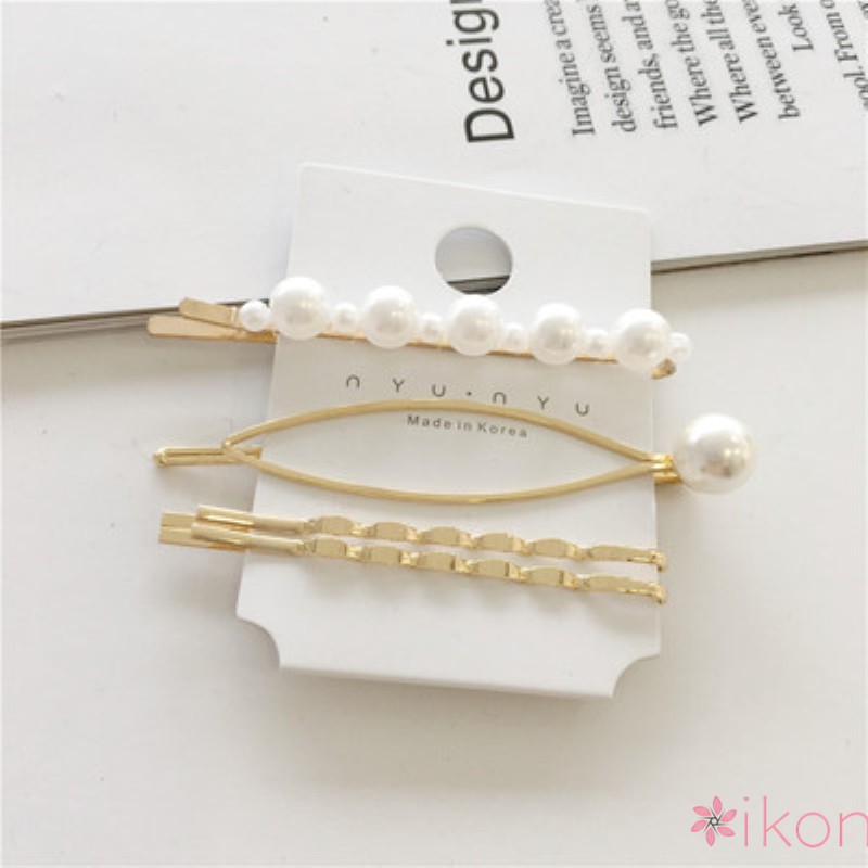 Kẹp tóc đính ngọc trai nhân tạo hình bông hoa cổ điển
