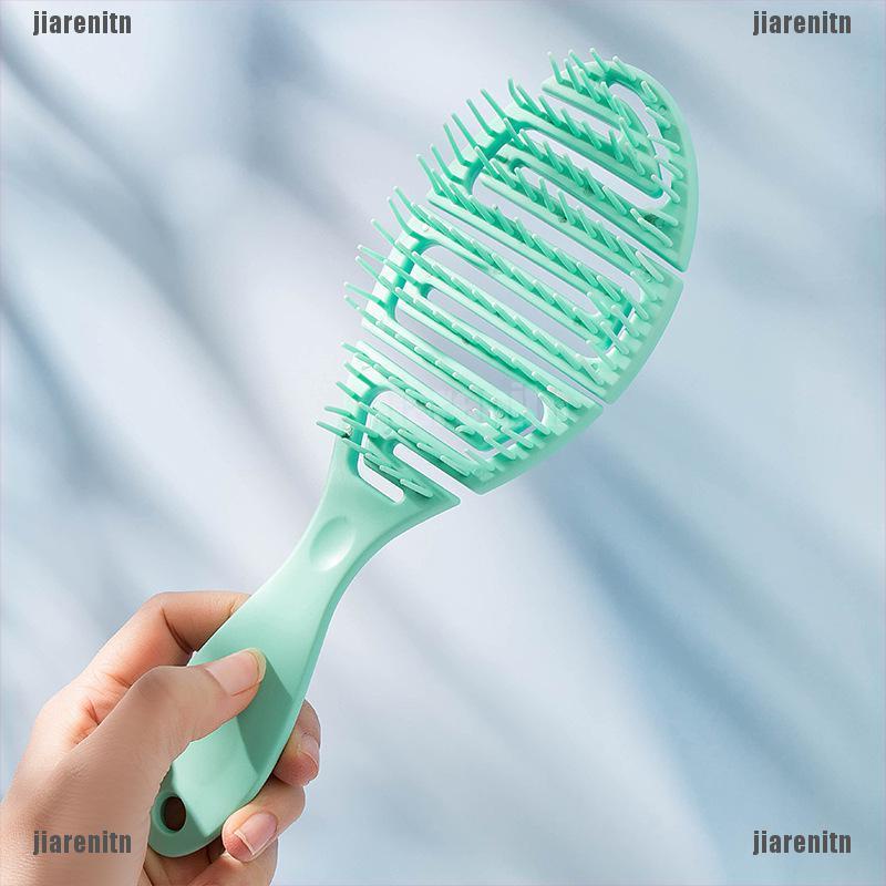 （jiarenitn）Wet Brush DryCurved Comb Massage Comb Fluffy Shape Ribs Curling Comb On Wet Hair