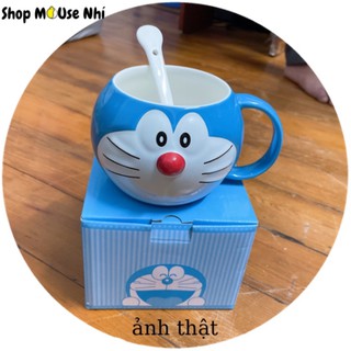 Cốc sứ Doremon kèm nắp và thìa