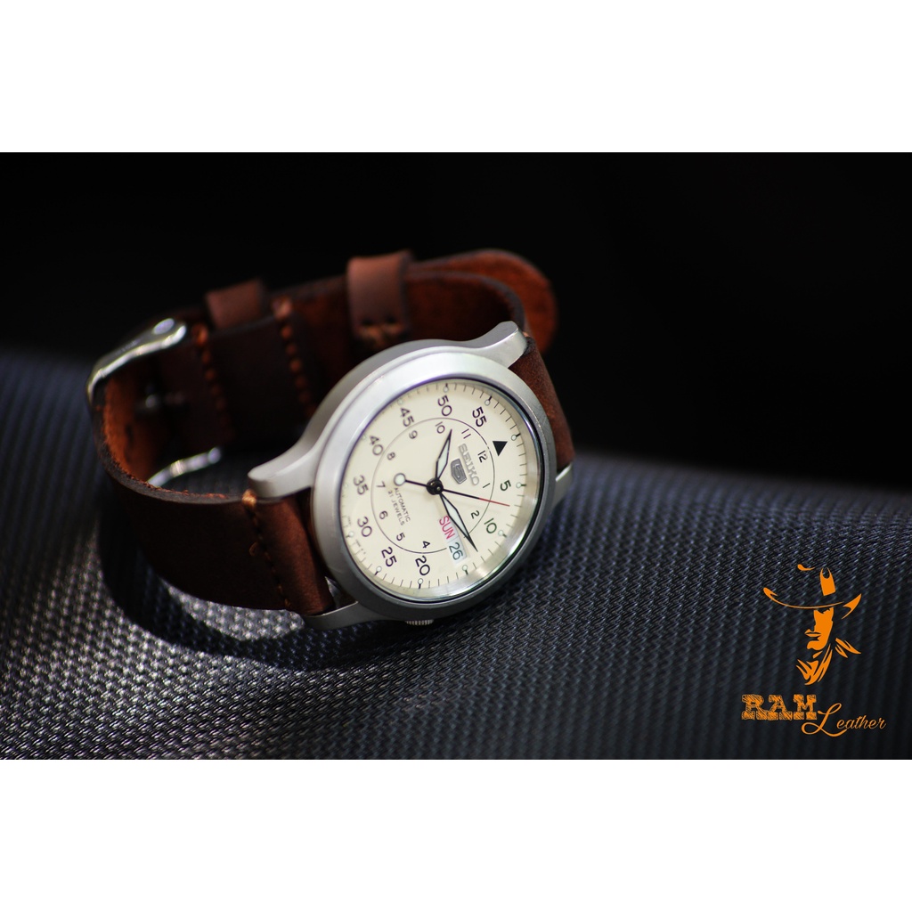 Dây Đồng Hồ Da Thật RAM Leather Simple 1 Da Bò Sáp Nâu Đất Kiểu Thanh Lịch Bền Đẹp