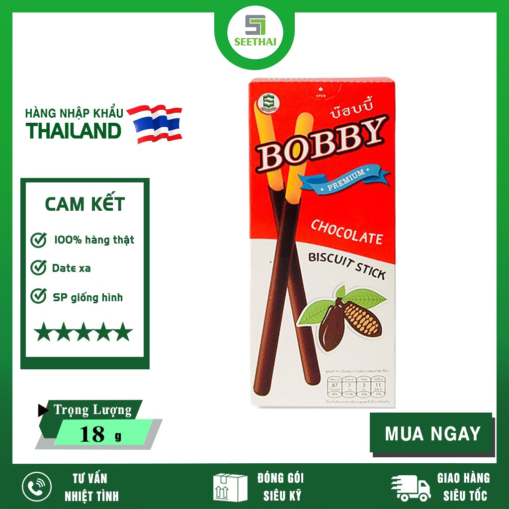  [HOT] Bánh Que Bobby 18gr Thái Lan Vị Socola