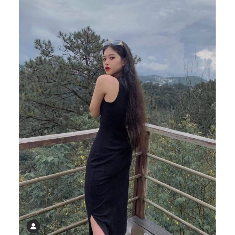 ĐẦM BODY VÁY ÔM ĐEN XẺ TÀ CHẤT DÀY GIÃN 4 CHIỀU XB | BigBuy360 - bigbuy360.vn