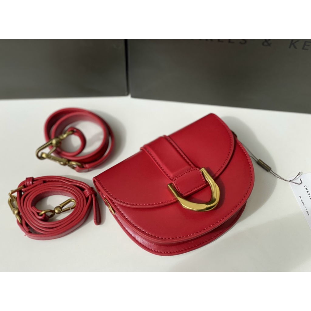 Túi xách ck2-80781454 đỏ yên ngựa size 19 cm