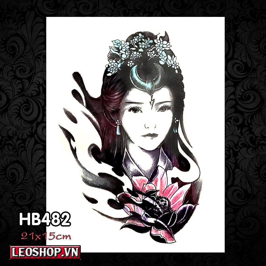 Hình Xăm Dán Geisha, Gái Nhật, Cô Gái Các Loại 4 (21x15cm)