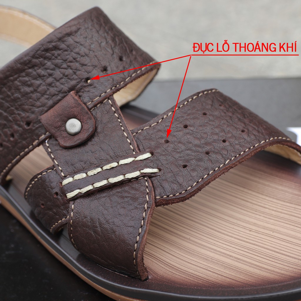 Dép sandal nam da xịn nhìn rõ lỗ chân lông - S2910