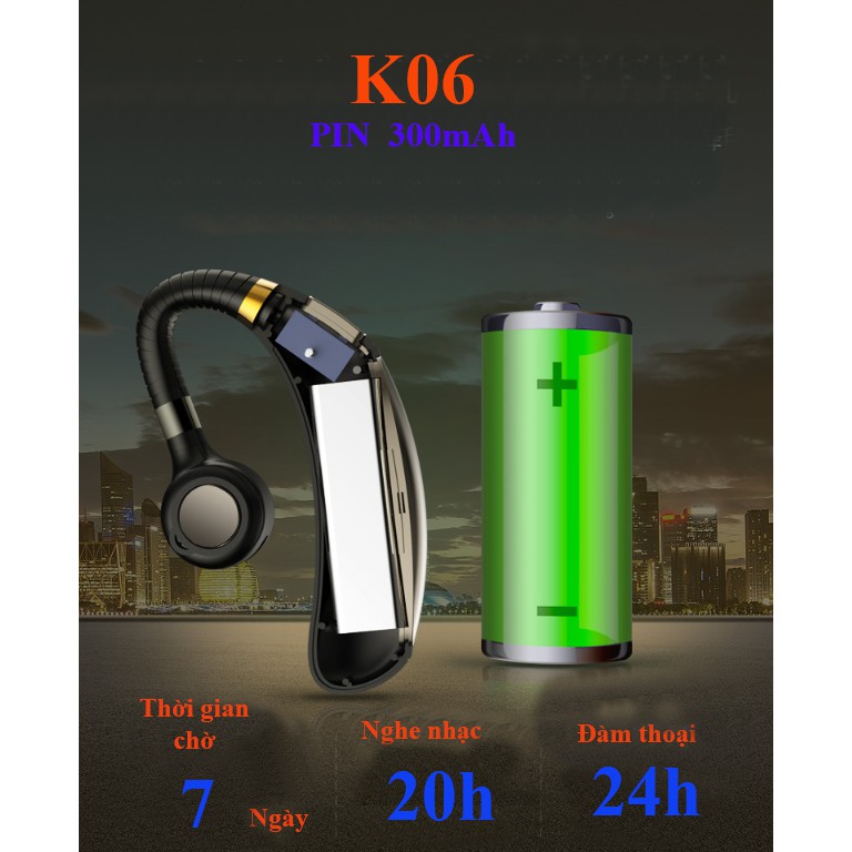 tai nghe móc tai v4.2 pin khủng K06