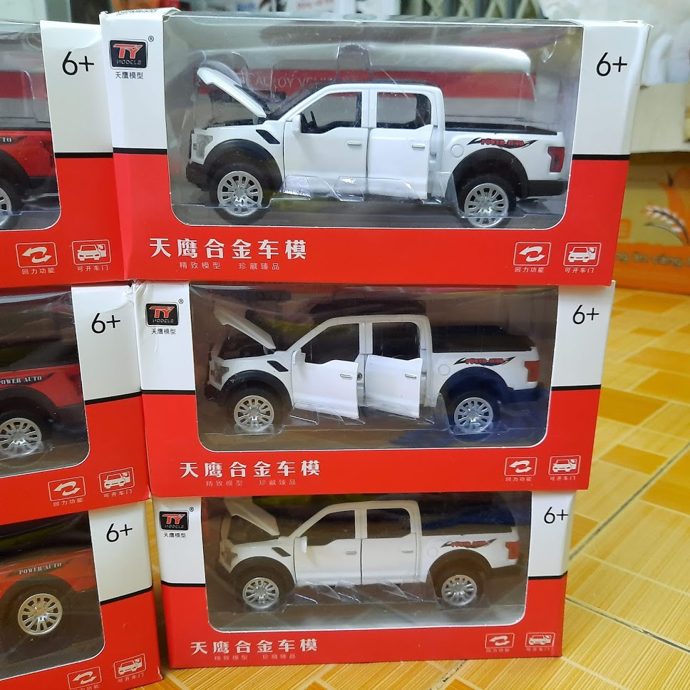 Đồ chơi xe mô hình ô tô Ford Ranger 1:32 Jackie kim bằng kim loại - xe ô tô mở được cửa có đèn và âm thanh động cơ