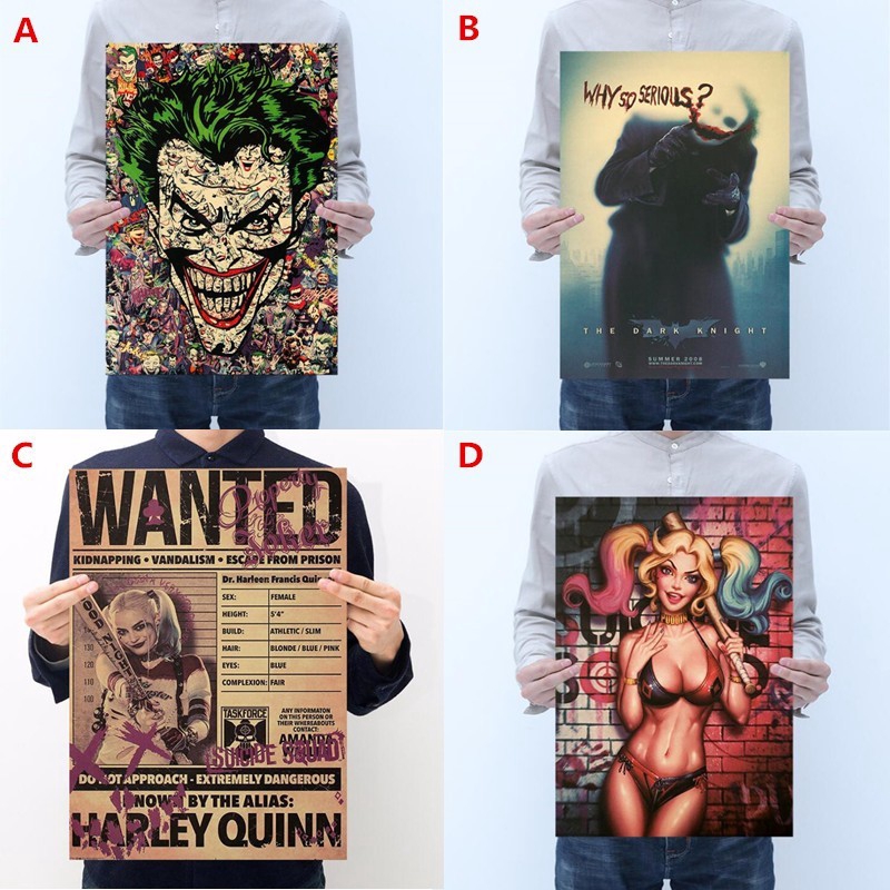 Poster Trang Trí Hình Harley Quinn Cổ Điển