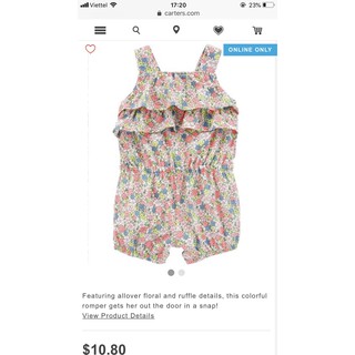 Romper Carter bé gái 4-5kg