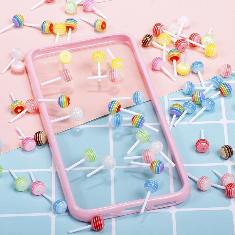 SET 2 CÁI - Charm (C254) slime/ Dụng Cụ Charm Nail Trang Trí [Ko Keo &amp; Nút] Hình Que Kẹo - màu ngẫu nhiên
