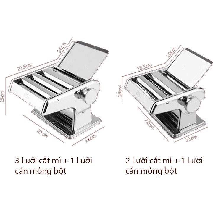 Máy Cán Bột Mỳ Máy Làm Mì Tươi Máy Cán Mỳ Quay Tay 2 3 Lưỡi Cắt