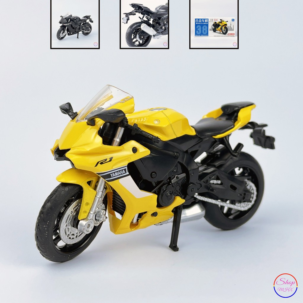 Xe mô hình mô tô Yamaha YZF-R1 TẶNG KÈM BIỂN SỐ tỉ lệ 1:18 hãng CaiPo