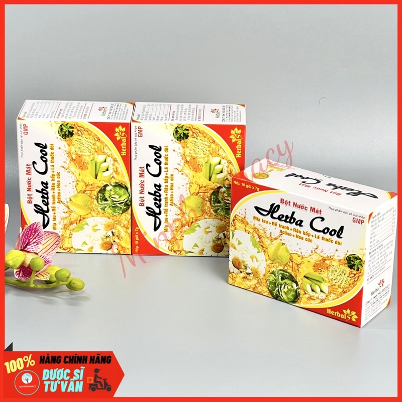Bột Nước Mát HERBA COOL Mía lao (hộp 10 gói) - Minpharmacy