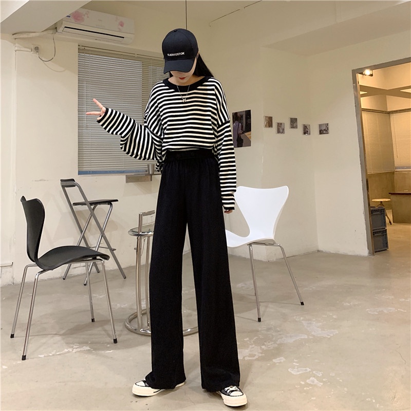 Quần dài màu trơn lưng cao thời trang Hàn Quốc dành cho phái nữ