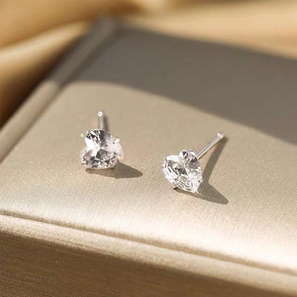 USNOW Bông Tai Mạ Bạc 999 Hình Trái Tim Đơn Giản