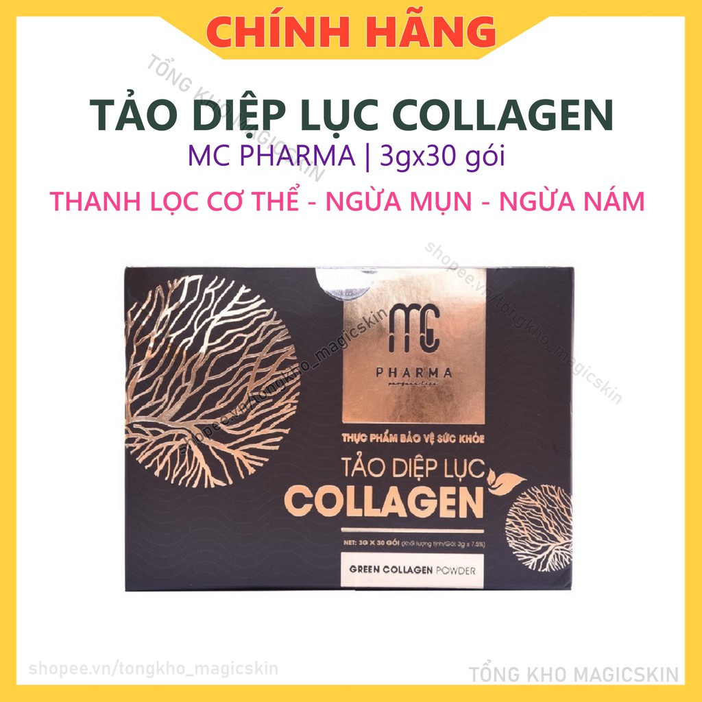 Tảo diệp lục Collagen 👍 Magic Skin Mc Pharma 👍 SÁNG DA NGỪA LÃO HÓA ✔ CHÍNH HÃNG ⏺ Hộp 30 gói