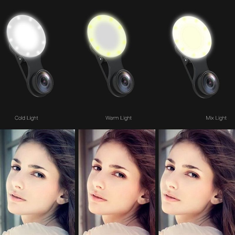 IPHONE Đèn Led Tròn Gắn Điện Thoại Hỗ Trợ Chụp Ảnh Selfie