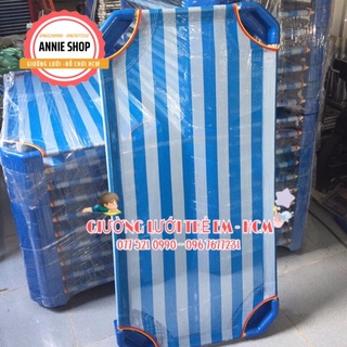 Giường lưới trẻ em mầm non XANH DƯƠNG,  2 Thanh đỡ lưng inox Kích thước 120x60cm