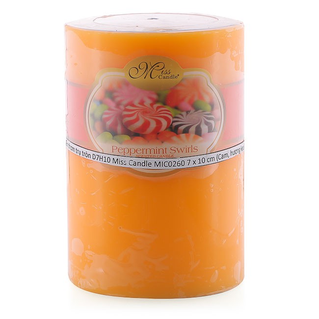 Nến thơm trụ tròn D7H10 Miss Candle FTRAMART MIC0260 7 x 10 cm (Cam, hương kẹo)