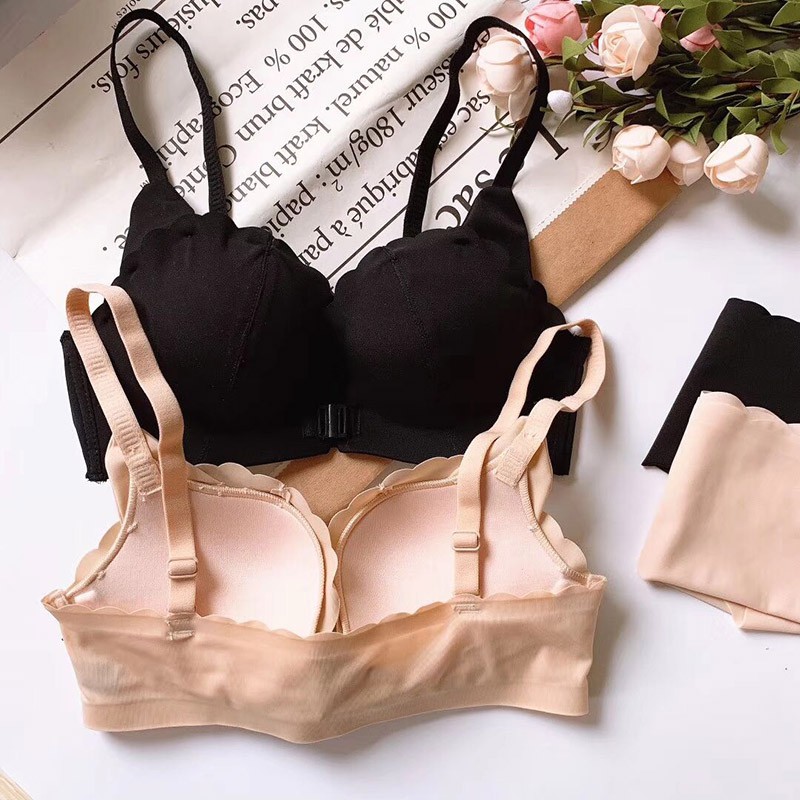 Bộ áo ngực không gọng kim loại kiểu gợn sóng + Quần lót
