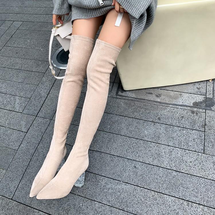 Boot da lộn dài qua gối cao gót sang chảnh thời trang phong cách châu âu trẻ trung quyến rũ. Hàng quảng châu GCC230