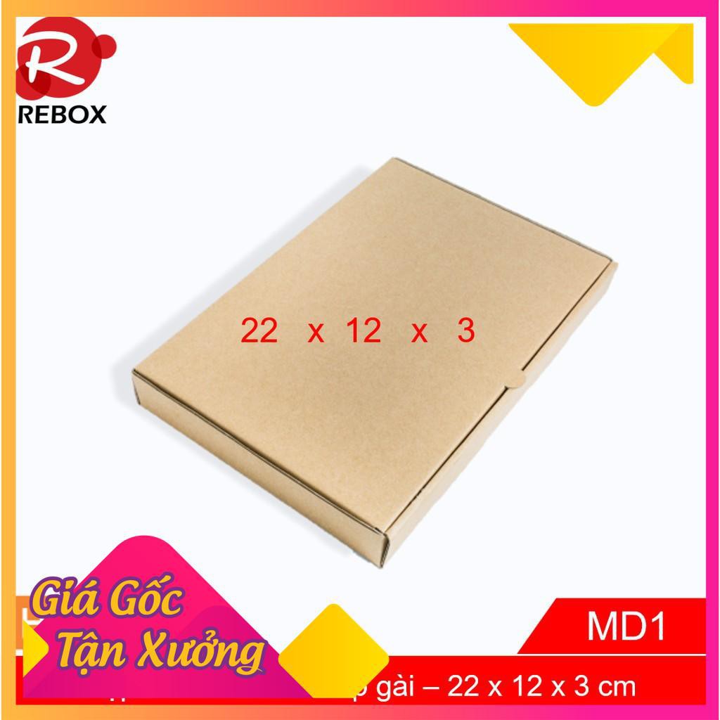 Hộp Carton 22x12x3 - 75 hộp trơn gói hàng quần áo nắp cài giá xưởng