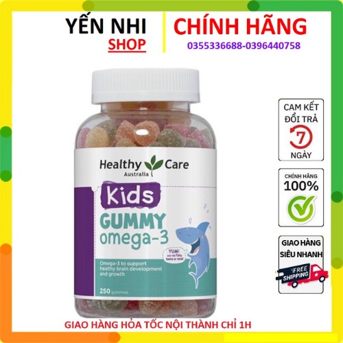 (Mẫu mới) - Kẹo dẻo bổ sung Omega 3 cho bé Healthy Care Delicious Gummy Omega 3 250 viên..