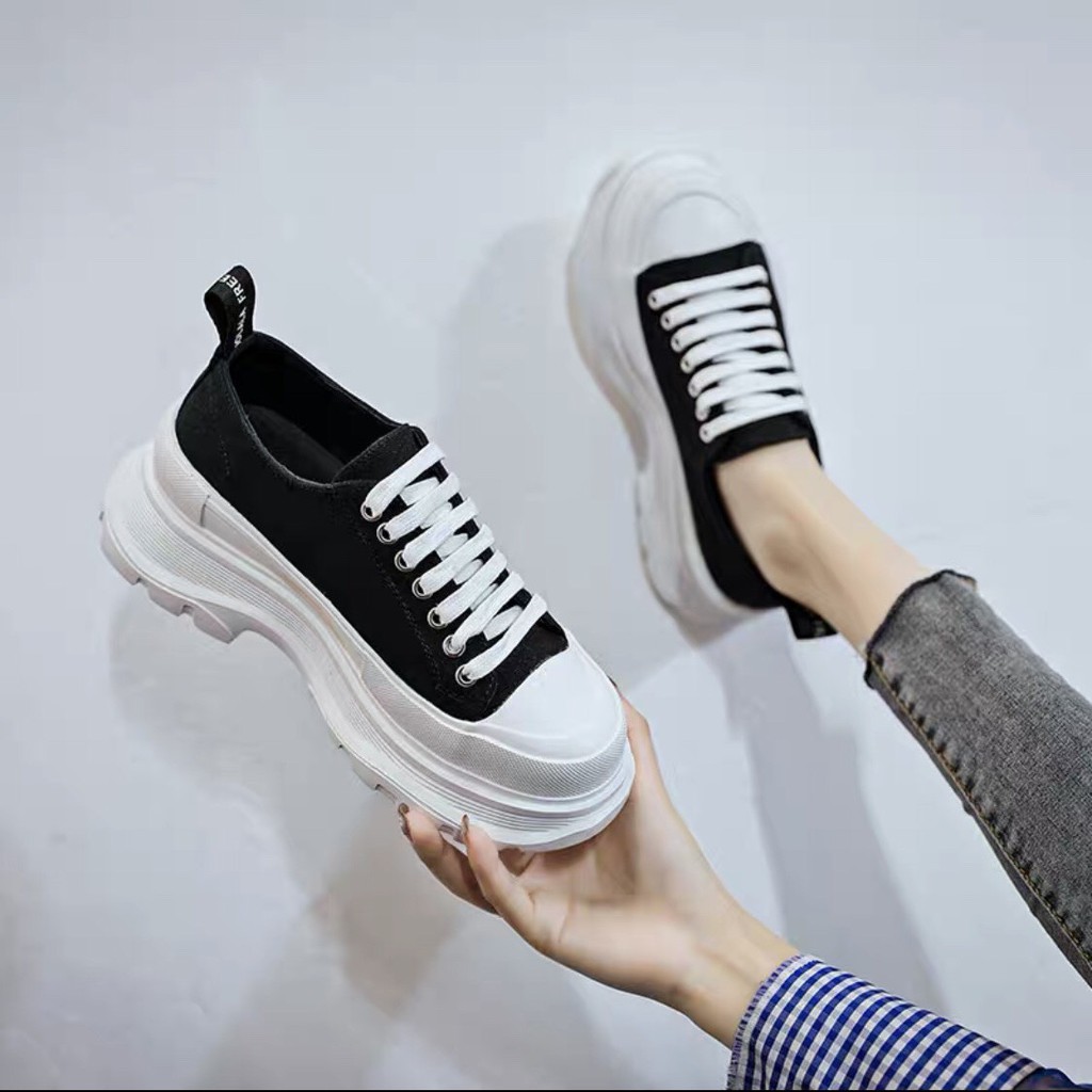 Giầy Seaker Nam Nữ MCP Chunky-Sole Canvas Trainers Thời Trang Trẻ Đế 7cm