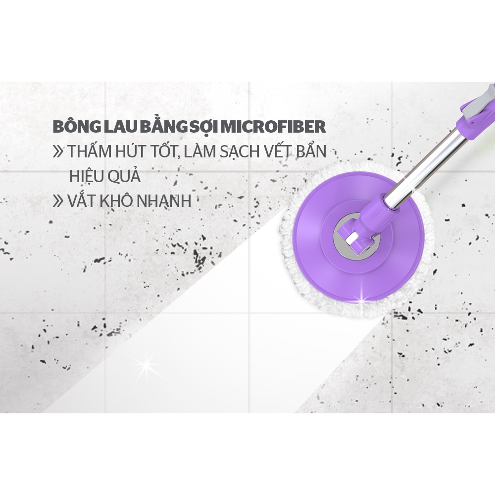 1 ĐỔI 1 | BỘ LAU NHÀ XOAY 360 ĐỘ SUNHOUSE KS-CL330CP