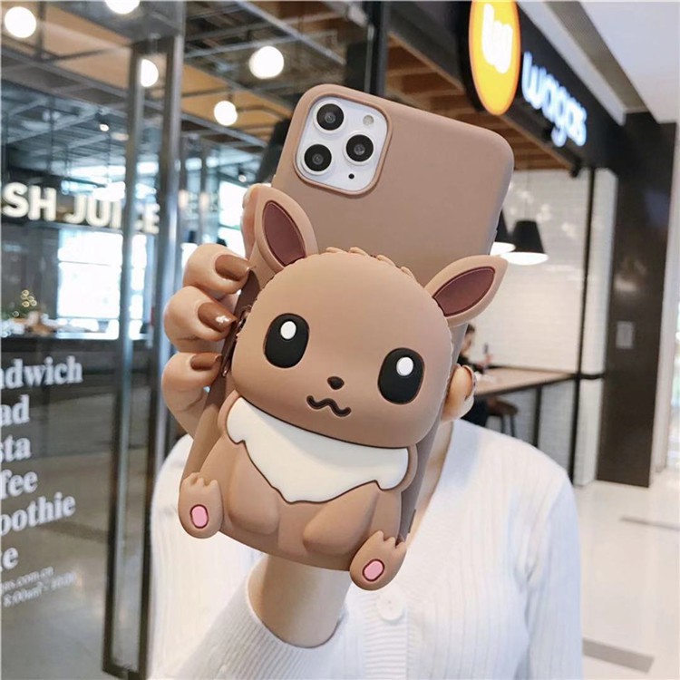 Vivo Y20 Y20s Y12s V15 X27 Pro Y67 Y66 V5S V5 X20 Plus X21 X9 X9S Cartoon Pokemon Eevee Zipper Wallet Lanyard Phone Case