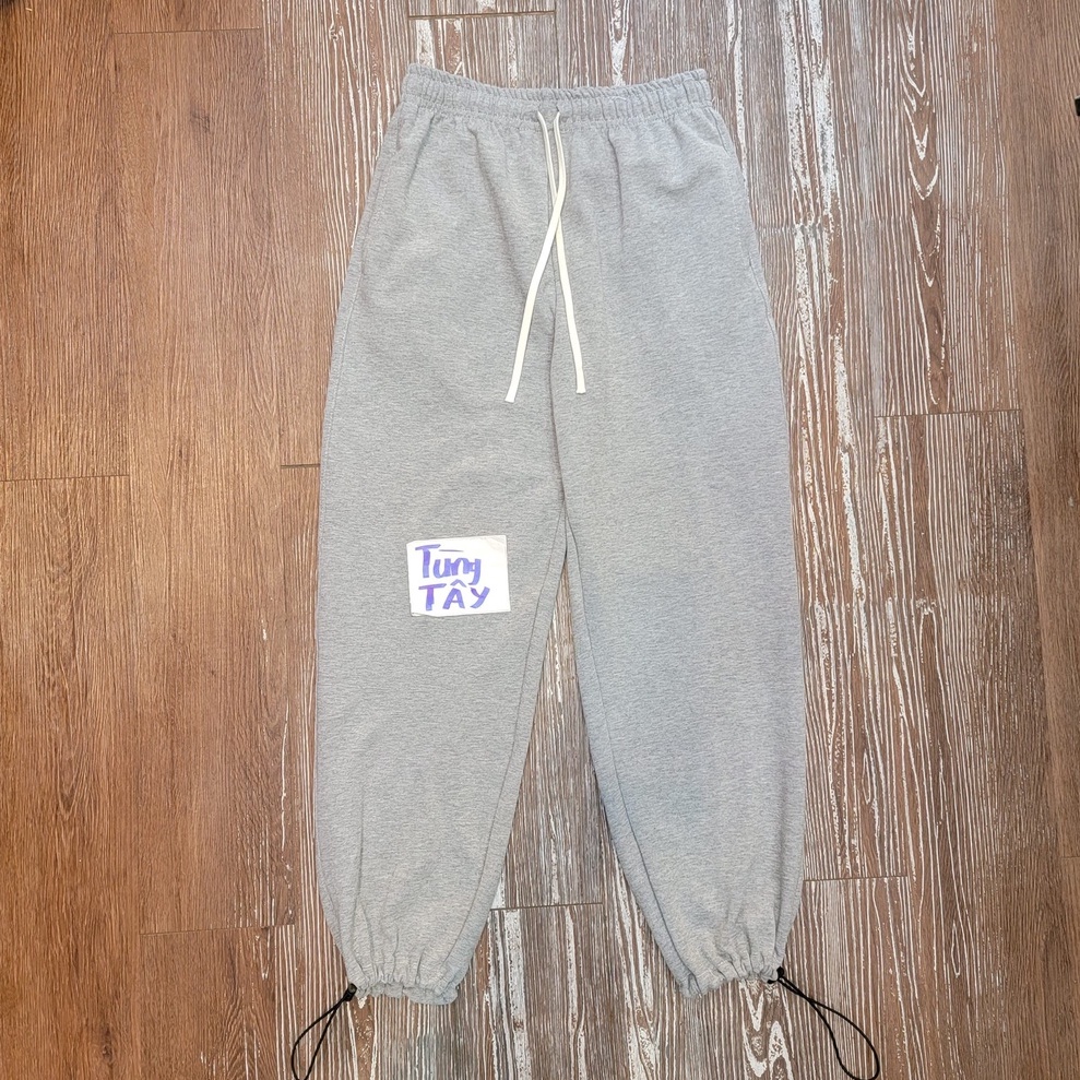 Quần nỉ bom Basic ống thụng kèm dây rút Unisex Nam nữ