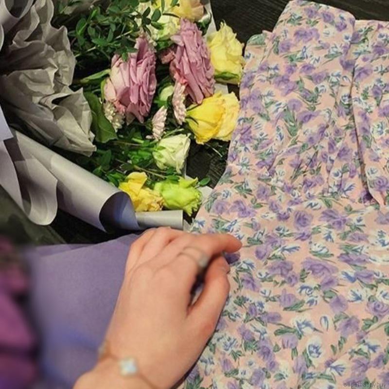 Đầm Maxi Tay Ngắn Hoạ Tiết Hoa Thiết Kế Cổ Chữ V Nữ Tính